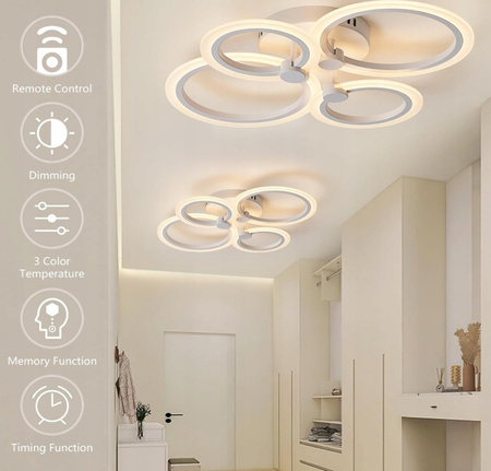 Lampa sufitowa LED do salonu z pilotem zdalnego sterowania i aplikacją