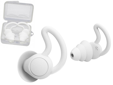 ZATYCZKI DO USZU STOPERY SILIKONOWE ETUI DO SNU PODRÓŻY WYCISZAJĄCE BIAŁE