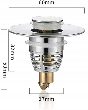 Korek Klik-Klak Do Umywalki Zlewu Uniwersalny