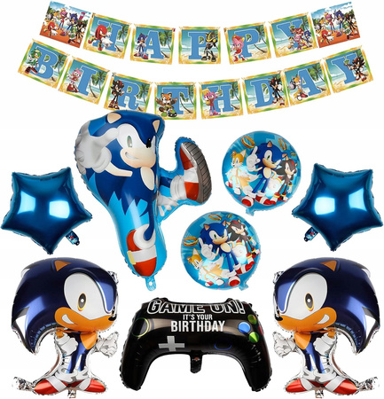 Zestaw Urodzinowy Balony Sonic Dekoracje Balony