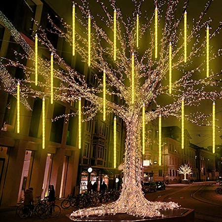 SOPLE METEORY BIAŁE CIEPŁE LED LAMPKI PADAJĄCY ŚNIEG 50cm Biały CIEPŁY