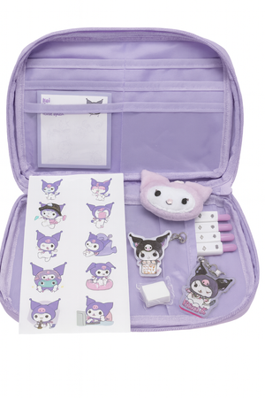 PIÓRNIK DUŻY WIELOFUNKCYJNY SASZETKA TRZYKOMOROWY KUROMI NAKLEJKI DŁUGOPISY