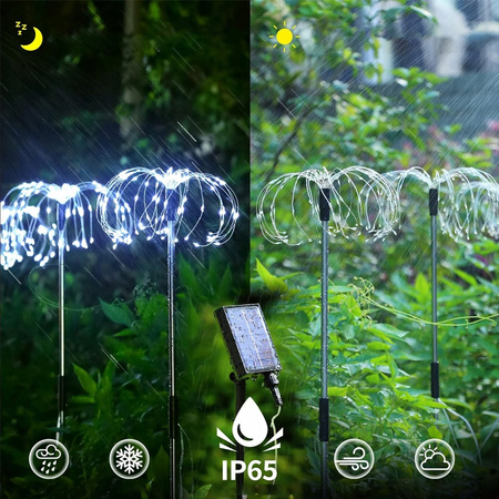 4x LAMPA SOLARNA OGRODOWA DRZEWKO DMUCHAWIEC FAJERWERKI 480LED ZIMNY BIAŁY