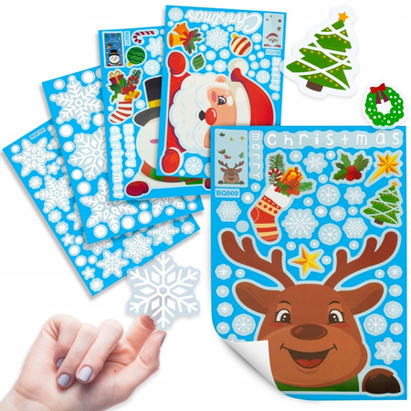 Zestaw 5 szt NAKLEJKI Świąteczne Ozdoby Okienne DEKORACJA na Szybę Kolorowe