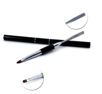 Pędzel Do Akrylożelu (Poly Gel'u) Syntetyczny + Szpatułka 2 W 1