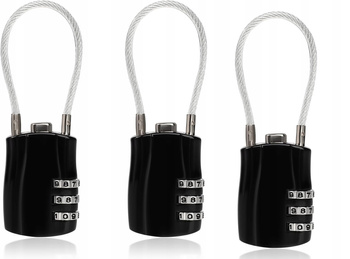 3-cyfrowa kłódka kodowana z długim pałąkiem, 3-pak