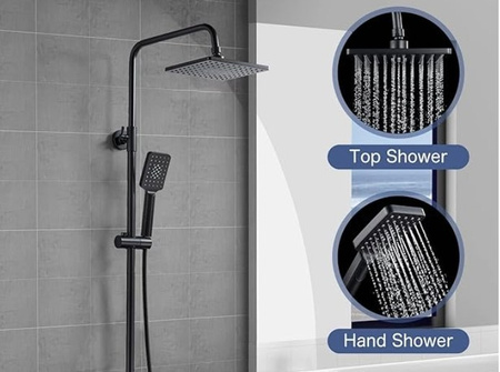 Zestaw Prysznicowy Natynkowy Czarna Bateria Natryskowa Z Deszczownicą