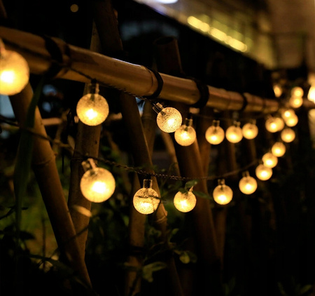 Girlanda solarna LED LANCUCH OGRODOWA Lampki Solarne 7M 50LED BIAŁY CIEPŁY