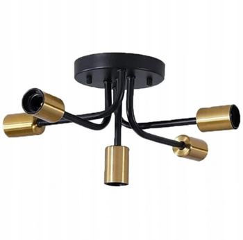 LAMPA SUFITOWA WISZĄCA CZARNO ZŁOTA 5xE27 60W