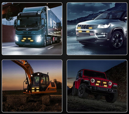 4x 6LED LAMPA POMARAŃCZOWA BŁYSKOWA OSTRZEGAWCZA PILOT STROBOSKOP PROGRAMY