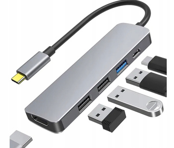 Adapter USB C 5 w 1, z wyjściem HDMI 4K