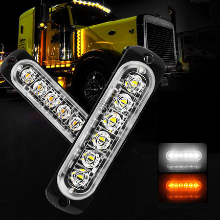 4x 6LED LAMPA POMARAŃCZOWA BŁYSKOWA OSTRZEGAWCZA PILOT STROBOSKOP PROGRAMY