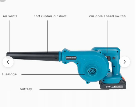 DMUCHAWA AKUMULATOROWA 21V | ZESTAW Z AKUMULATOREM I ŁADOWARKĄ