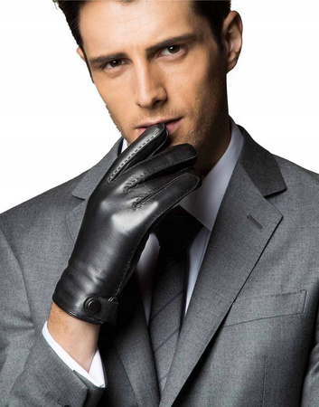 YISEVEN RĘKAWICZKI MĘSKIE CZARNE OWCZA SKÓRA ROZM L