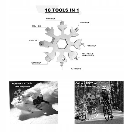 Breloczek do kluczy w kształcie płatka śniegu ze stali nierdzewnej 18 w 1,