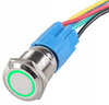 Przełącznik 12V-24V Zielony Podświetlany Blokowany BISTABILNY 15mm przewód