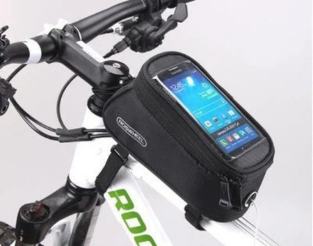 Sakwa torba na ramę przednia/na telefon 5,5", czarna na rower