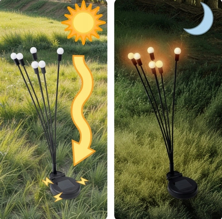 Girlanda ogrodowa solarna LED - efekt świetlnych kwiatów, 2 sztuki