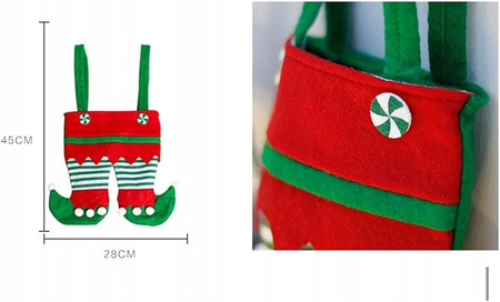 Torba na prezenty świąteczne Spodnie elfa torba na cukierki elf spodnie