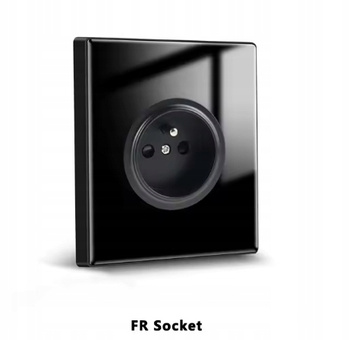 Gniazdo elektryczne typu E – czarne, szklany panel