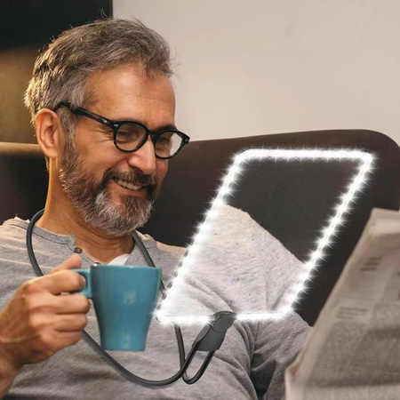 LUPA do czytania Z PODŚWIETLENIEM LED ELASTYCZNYM RAMIENIEM 5X POWIĘKSZENIE