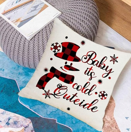 ZESTAW 4 POSZEWEK NA PODUSZKĘ BOŻE NARODZENIE DEKORACJA OZDOBNA 45X45CM