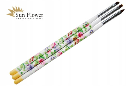 Komplet 3 Pędzli Syntetycznych - Kwiaty