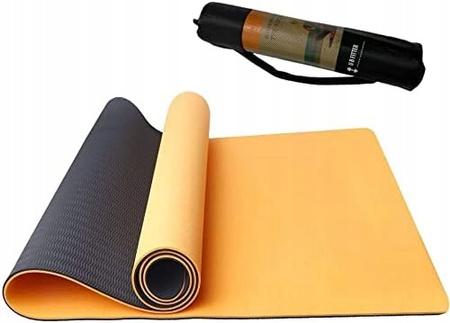 Mata Do Ćwiczeń Jogi I Fitnessu Antypoślizgowa 183x61cm Pomarańczowa