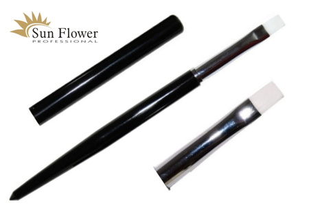 Pędzel Syntetyczny - Nr 6 - Prosty - (włosie Białe) - Oprawa Metal. Czarna