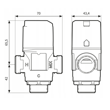 ZAWÓR TERMOSTATYCZNY MIESZAJĄCY 3/4" 15-65°C Kvs 1,6 m3/h