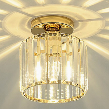 Lampa sufitowa kryształowa złota plafon oprawa szkłana trzy barwy światła