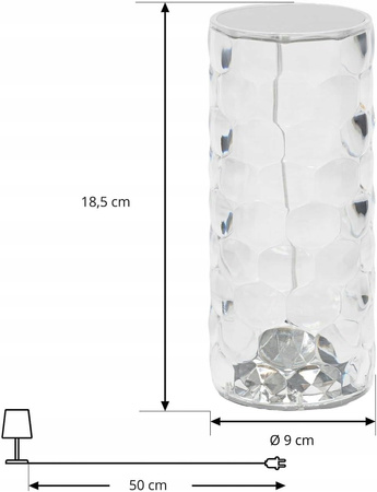 Kryształowa Lampa Led dotykowa + pilot ładowanie USB