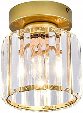 Lampa sufitowa kryształowa złota plafon oprawa szkłana trzy barwy światła