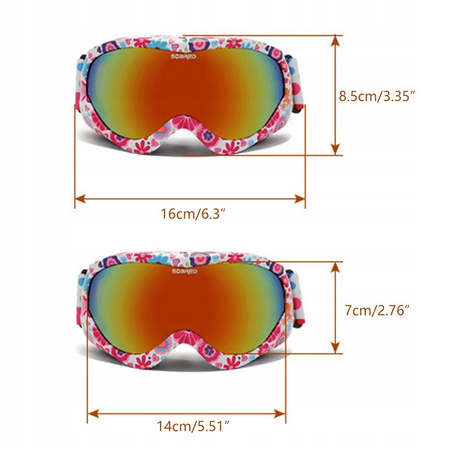Dziecięce gogle narciarskie kolorowe soared + etui