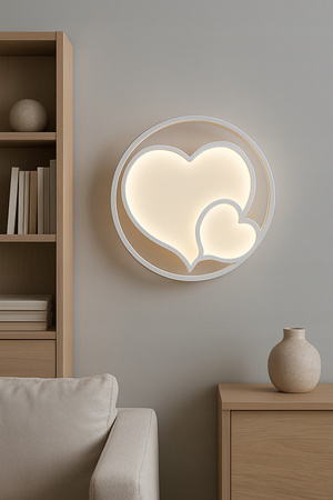 Romantyczna LED lampa ścienna w kształcie serca 3 barwy pilot ściemniana