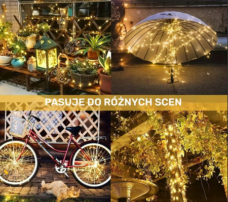  Lampki solarne solar ogrodowe lampa do ogrodu 300 LED druciki zimne ozdobne