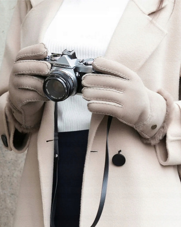 YISEVEN RĘKAWICZKI DAMSKIE OWCZA SKÓRA ROZM L