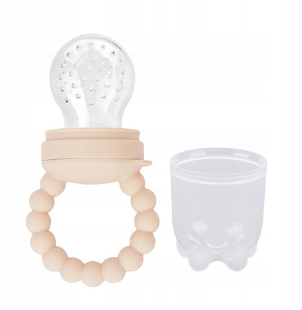 SILIKONOWY GRYZAK DO PODAWANIA POKARMU ZESTAW 3w1 dla niemowląt 4m+ beżowy