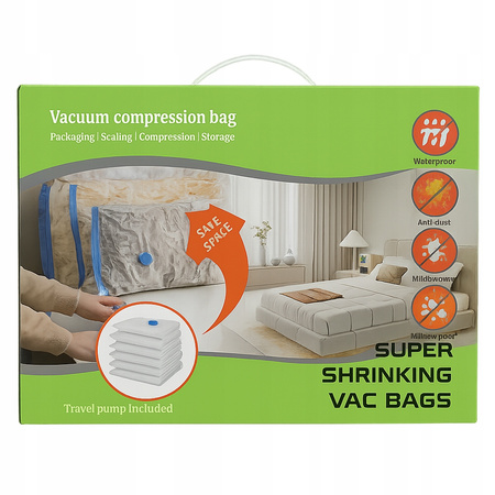 ZESTAW WORKÓW PRÓŻNIOWYCH WORKI 6 szt UBRANIA POŚCIEL pompka elektryczna