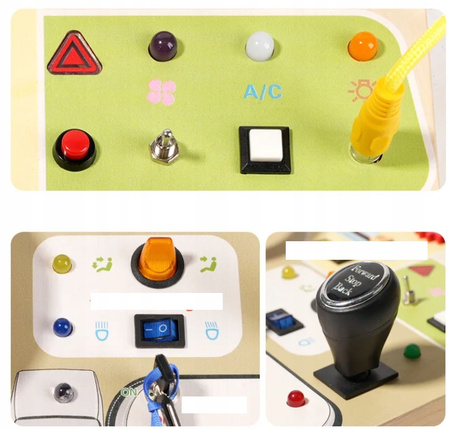  Tablica Manipulacyjna Drewniana Sensoryczna Montessori Edukacyjna Światełka