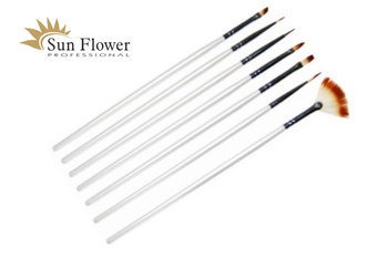 Zestaw Pędzli Syntetycznych -  Z Wachlarzem 7 Szt.