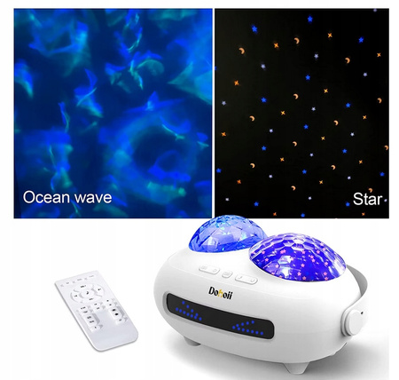 PROJEKTOR GWIAZD STAR GALAXY LAMPKA LED NOCNA BLUETOOTH KULA BIAŁY SZUM