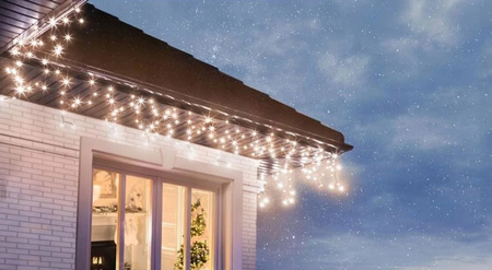 KURTYNA ŚWIETLNA LED SOPLE GIRLANDA LAMPKI CHOINKOWE ŚWIĄTECZNA OZDOBA 5M 100LED BIAŁY CIEPŁY