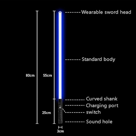 Zestaw 2 mieczy świetlnych 2 w 1, z podwójnym ostrzem 12 kolorów