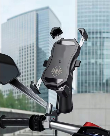  UCHWYT MOTOCYKLOWY NA TELEFON ANTYWIBRACYJNY ŁADOWARKĄ INDUKCYJNĄ 15W + USB