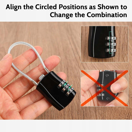 3-cyfrowa kłódka kodowana z długim pałąkiem, 3-pak