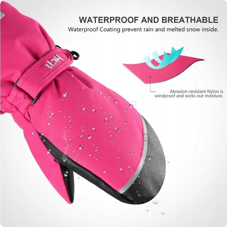 Rękawiczki narciarskie dziecięce jednopalczaste różowe MCTI KDS 12-16 lat S