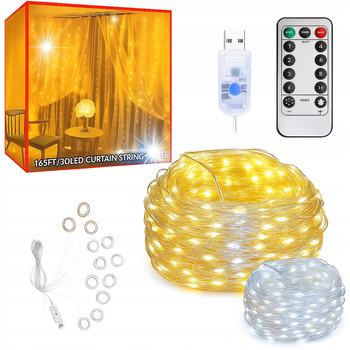 KURTYNA ŚWIETLNA 300 LED DRUCIKI 3X3 METRY BIAŁY CIEPŁY+BIAŁY ZIMNY