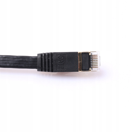 Kabel cat8 ethernet 2000MHz 7,5m czarny + zestaw do montażu