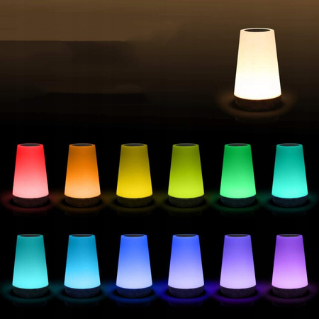 LAMPKA NOCNA LED ŚCIEMNIALNE RGB DOTYKOWA + PILOT